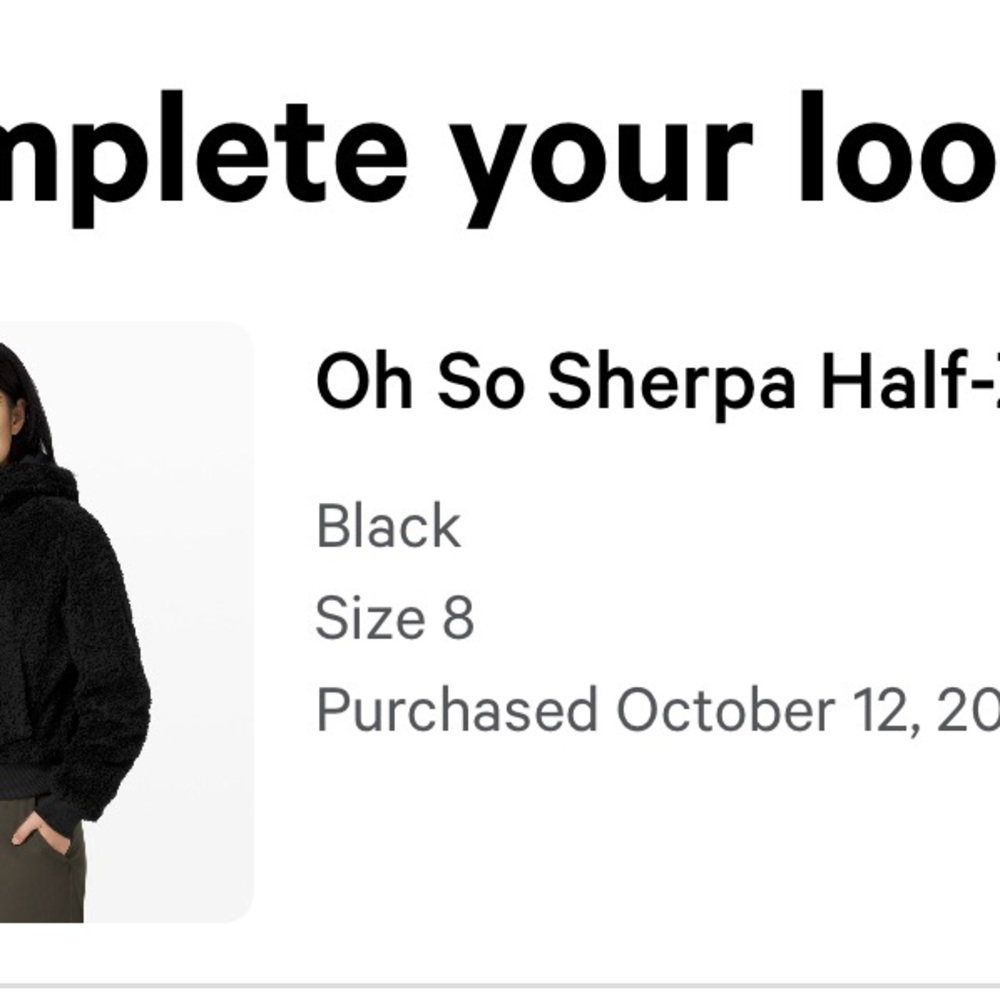 lululemon athletica Black Oh So Sherpa Half-Zip Jacket